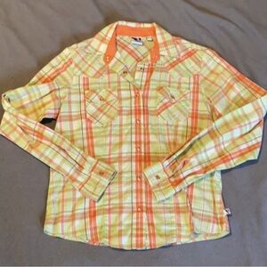 Plaid Button-Up Shirt for Kids - Orange & Yellow